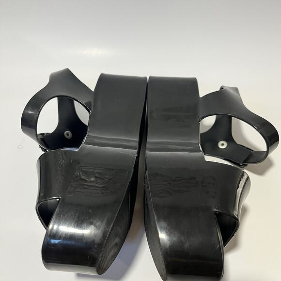 Melissa Women’s Mar Platform Sandals 7 Black Ankle Strap Buckle Retro 70’s Y2K - Picture 8 of 16